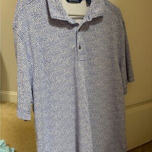 Cutter & Buck Blue and White Patterned Polo Shirt